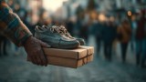 Mann schenkt Schuhe. (KI-generiert)