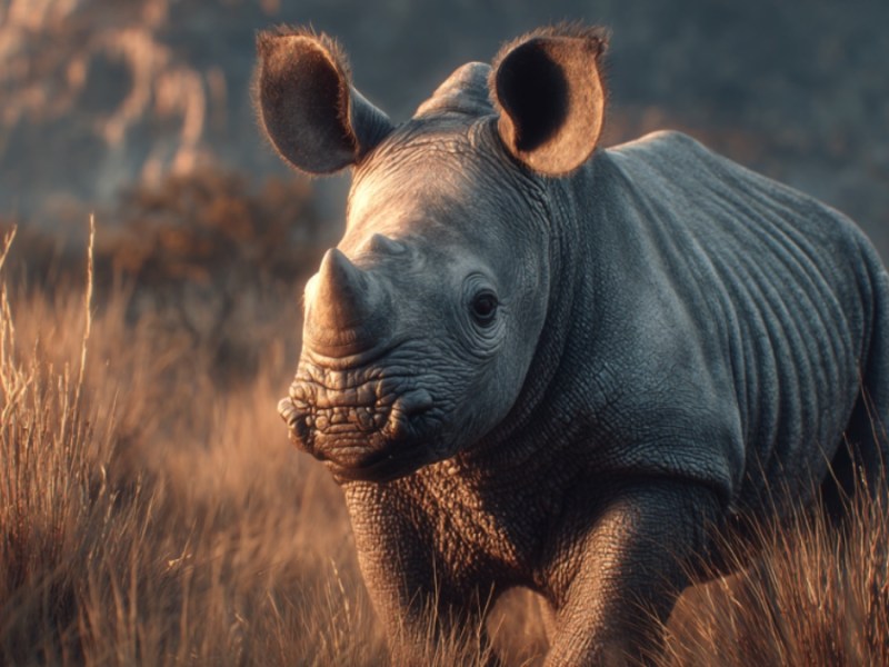 Ein Baby-Nashorn. (KI-generiert)