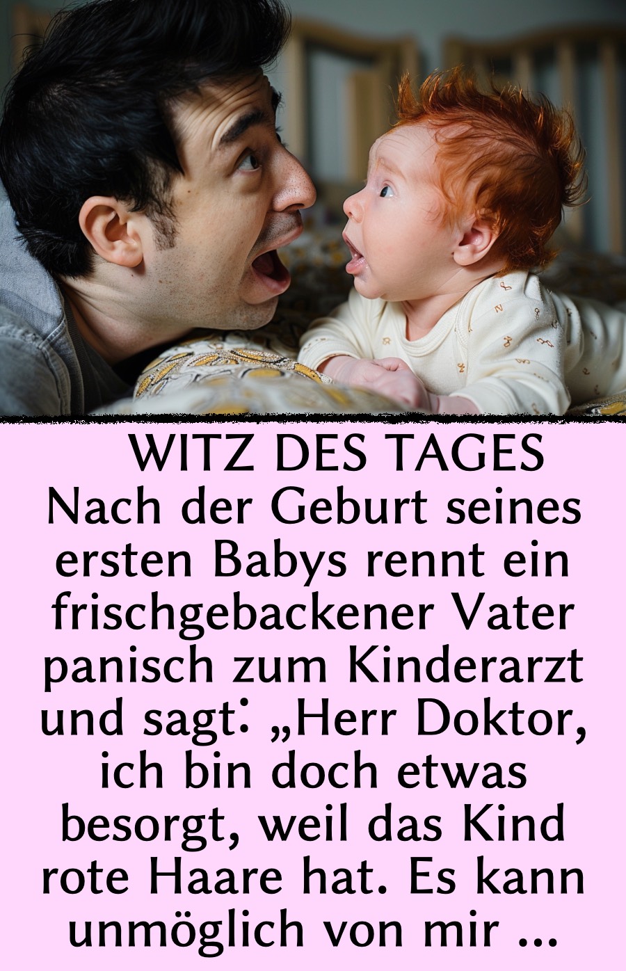 Witz des Tages: Schwarzhaariger Mann bekommt rothaariges Baby