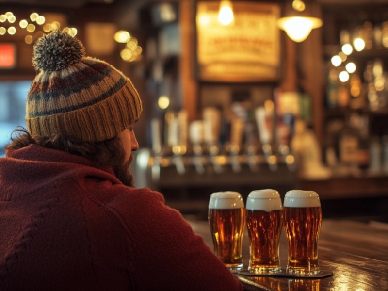 Mann sitzt in einer Bar. (KI-generiert)