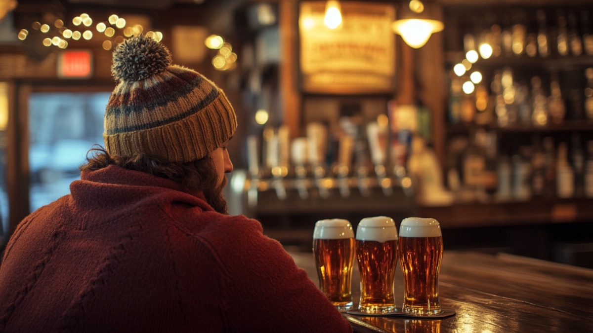 Mann sitzt in einer Bar. (KI-generiert)