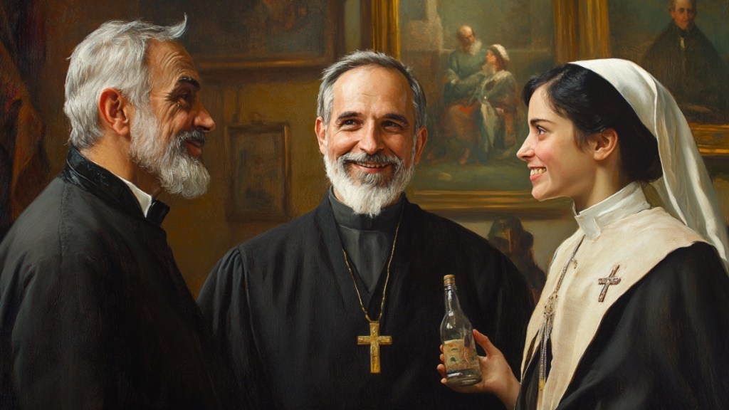Ein Priester, ein Bischof und eine Nonne. (KI-generiert)