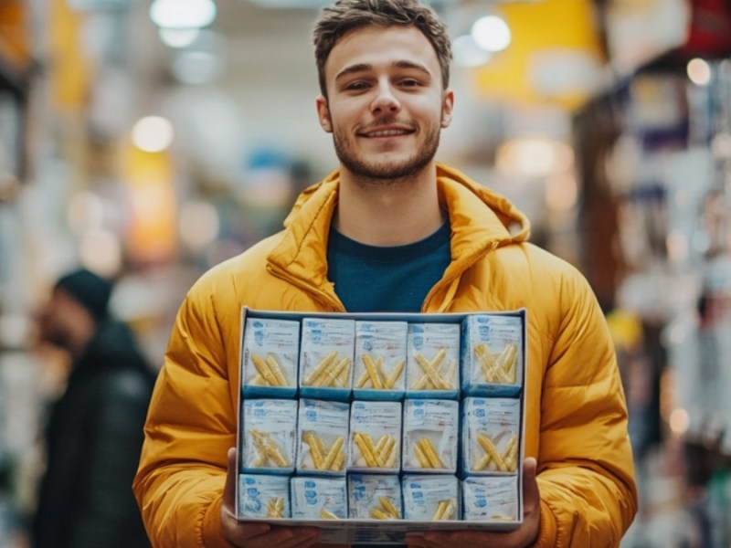 Mann im Supermarkt. (KI-generiert)