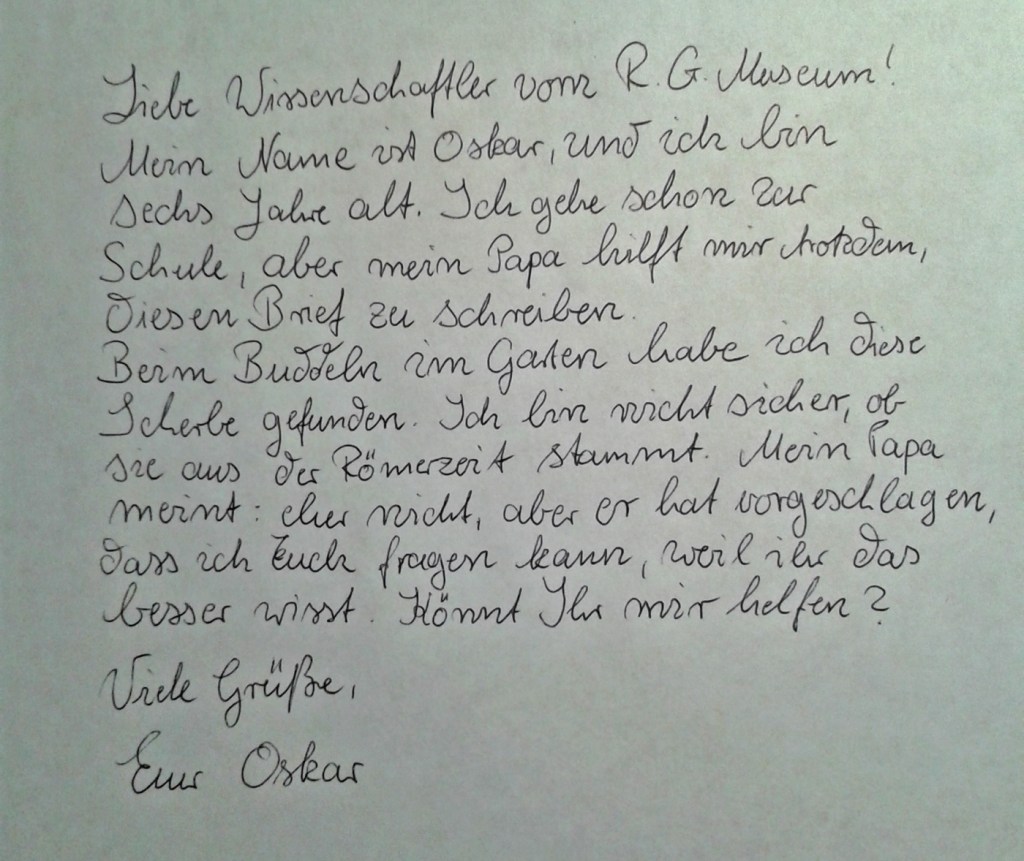 Der Brief eines Kindes an ein Museum.