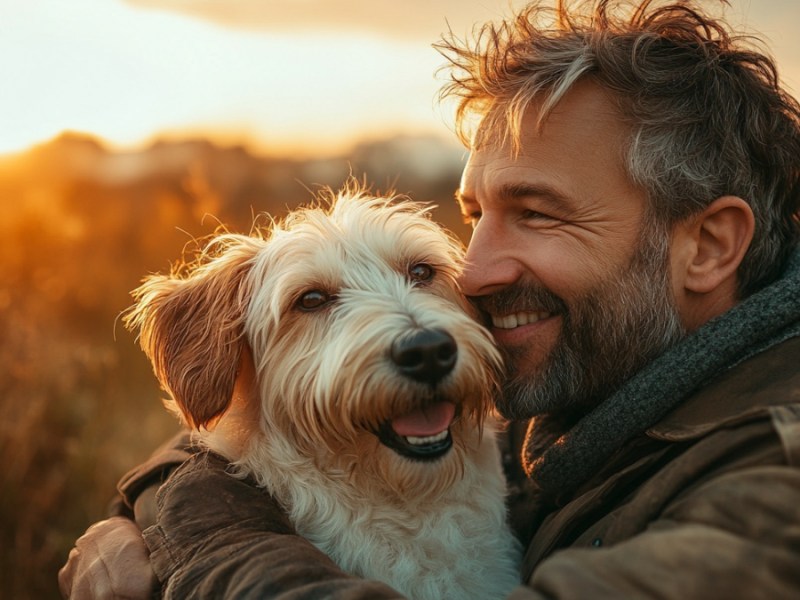 Hund und Herrchen. (KI-generiert)