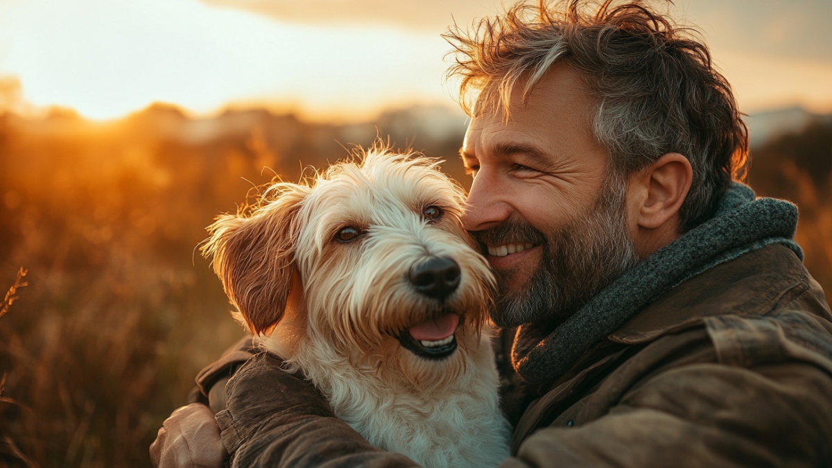 Hund und Herrchen. (KI-generiert)