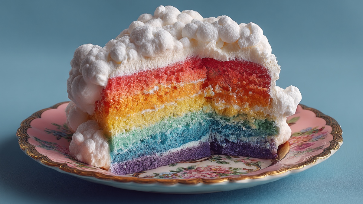 Regenbogenkuchen. (KI-generiert)