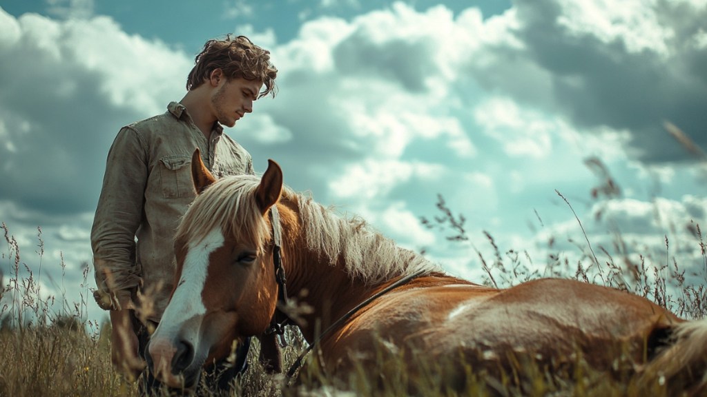 Mann mit Pferd. (KI-generiert)
