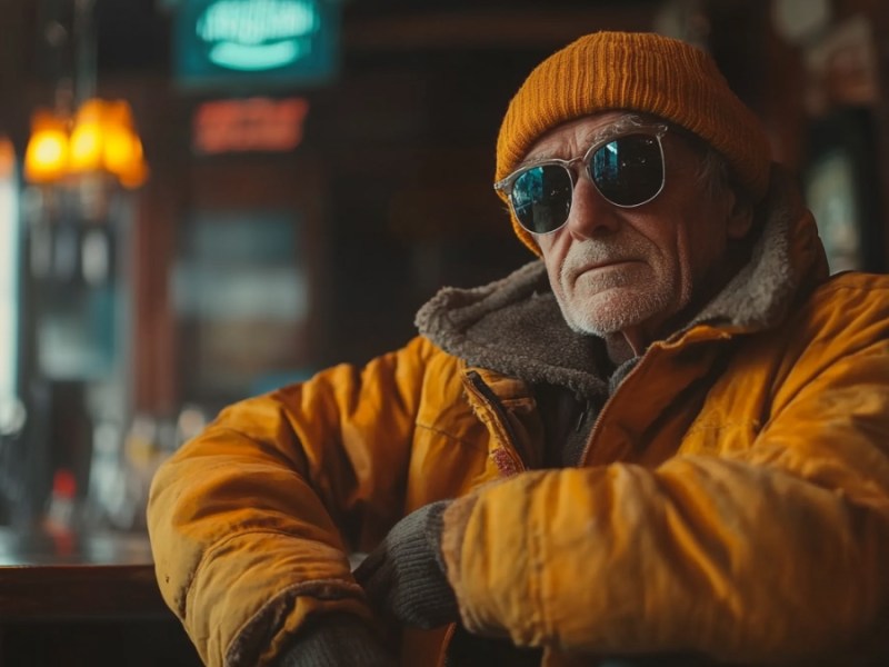 Ein alter Mann in einer Bar. (KI-generiert)