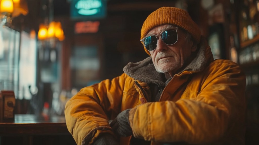 Ein alter Mann in einer Bar. (KI-generiert)