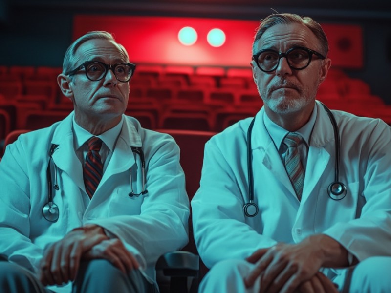 Zwei Ärzte im Kino. (KI-generiert)