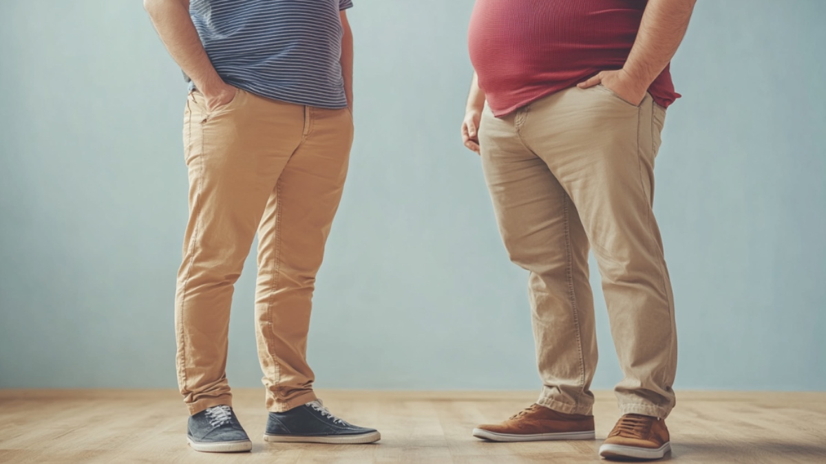 Ein dicker und ein dünner Mann. (KI-generiert)