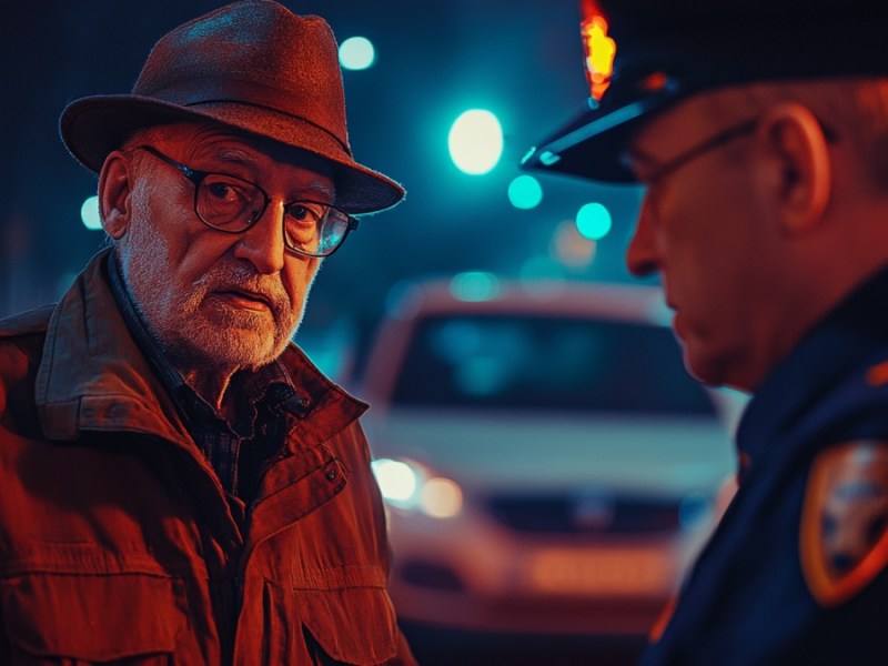 Alter Mann und Polizist. (KI-generiert)