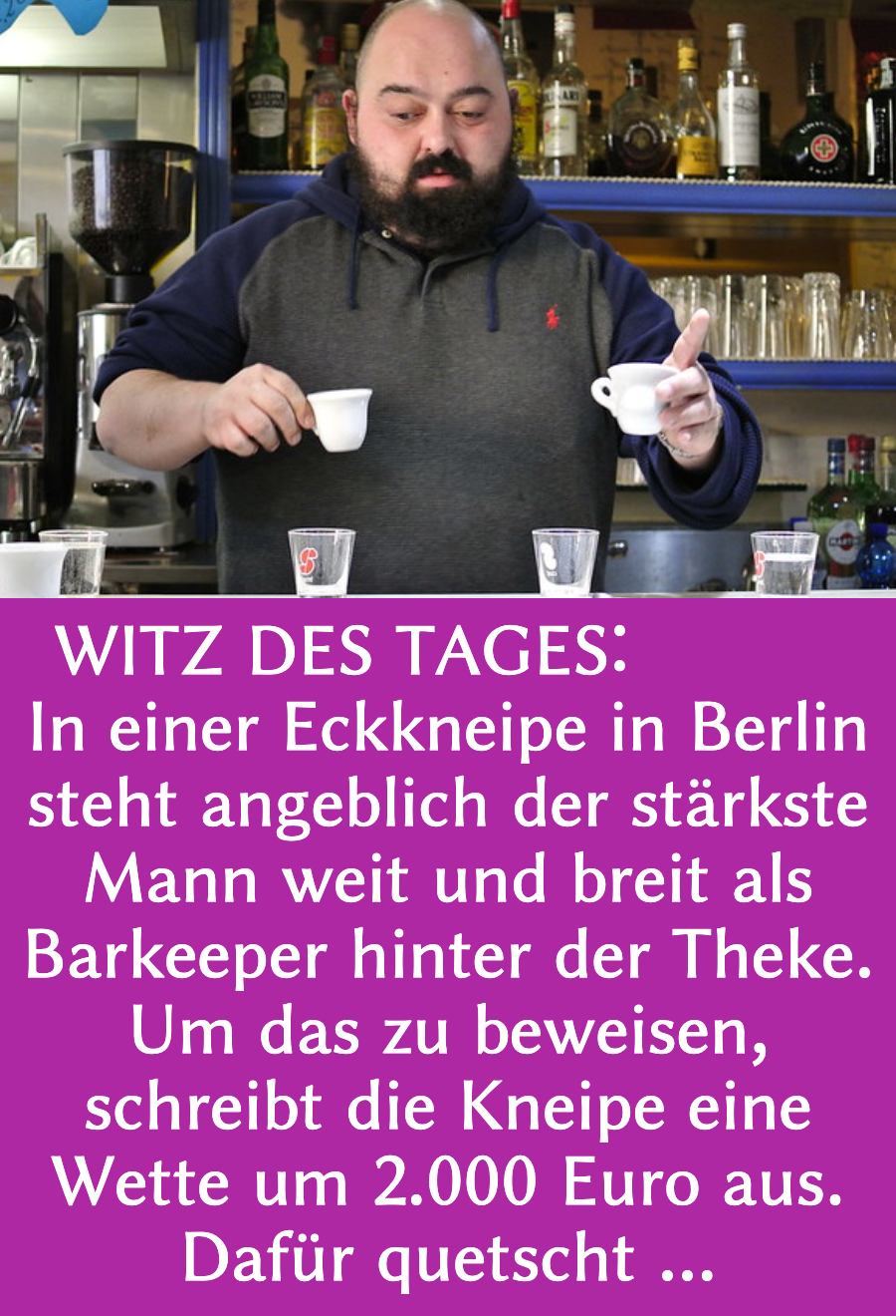 Kneipenwitz: Barkeeper verliert Wette gegen Hänfling