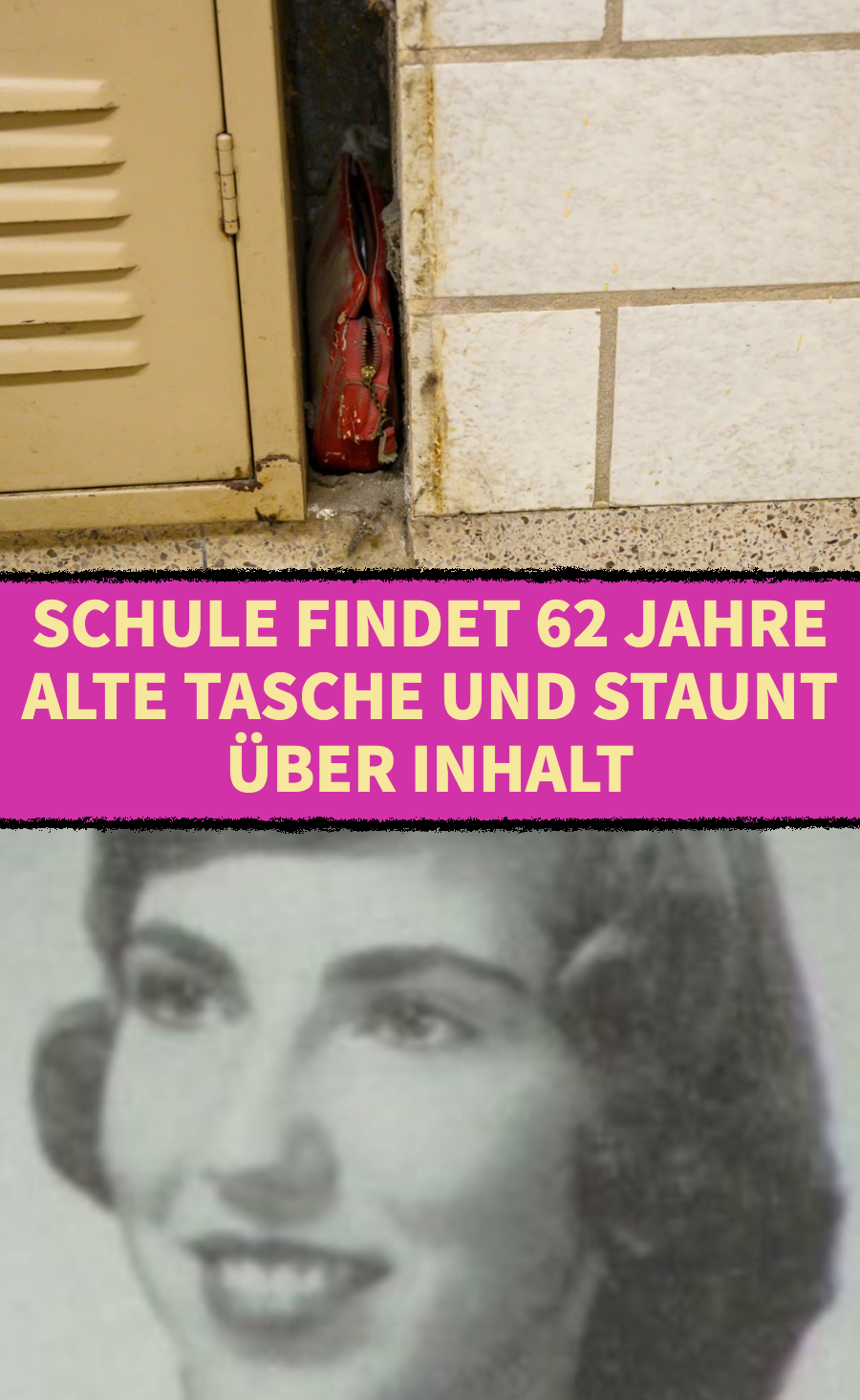 Tasche von Patricia Rumfola wird nach 62 Jahren in Schule gefunden