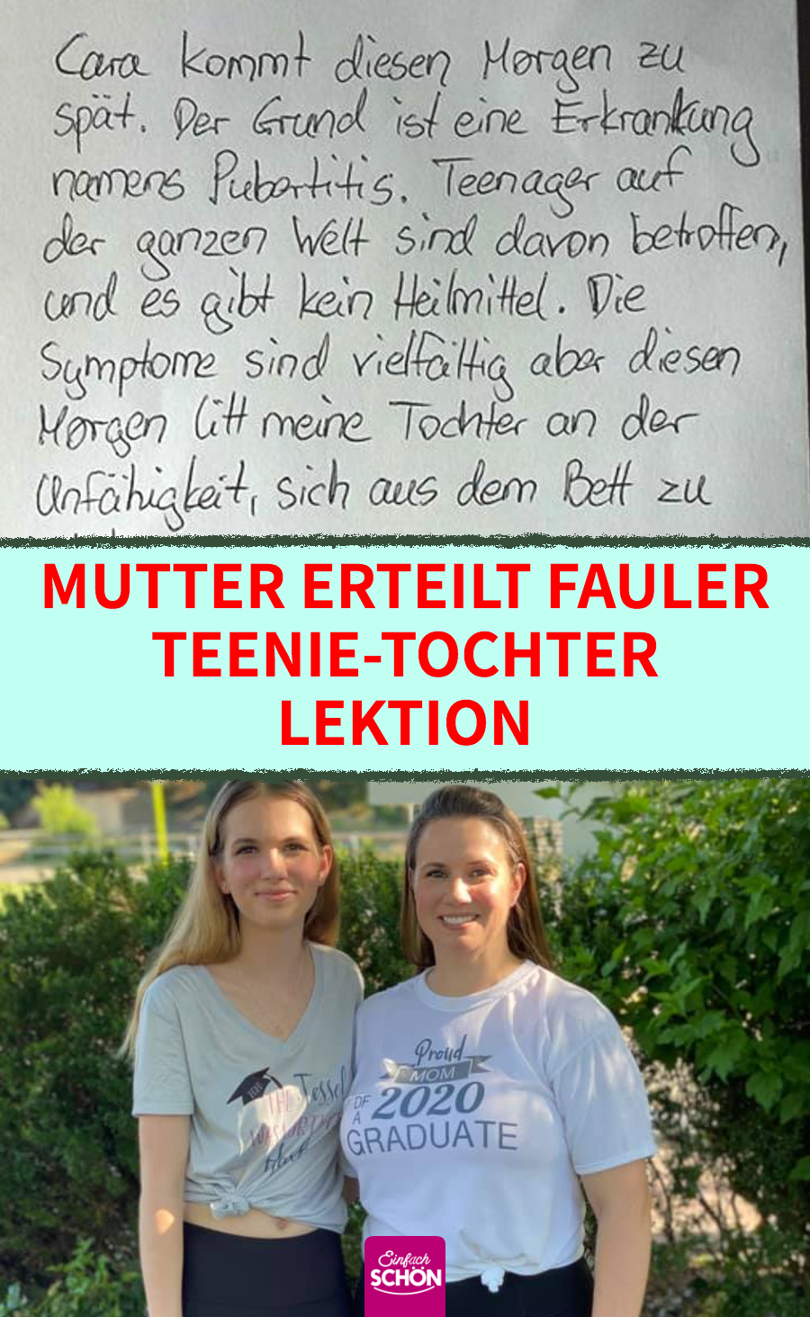 Mutter Nicole Poppic entschuldigt faule Tochter mit Brief