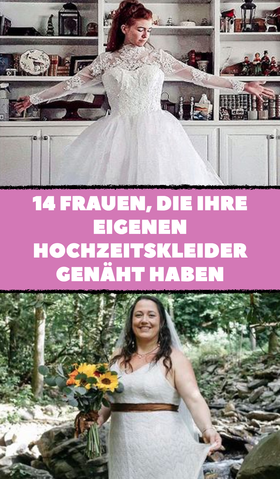 Frauen, die sich ihre Brautkleider selbst genäht haben