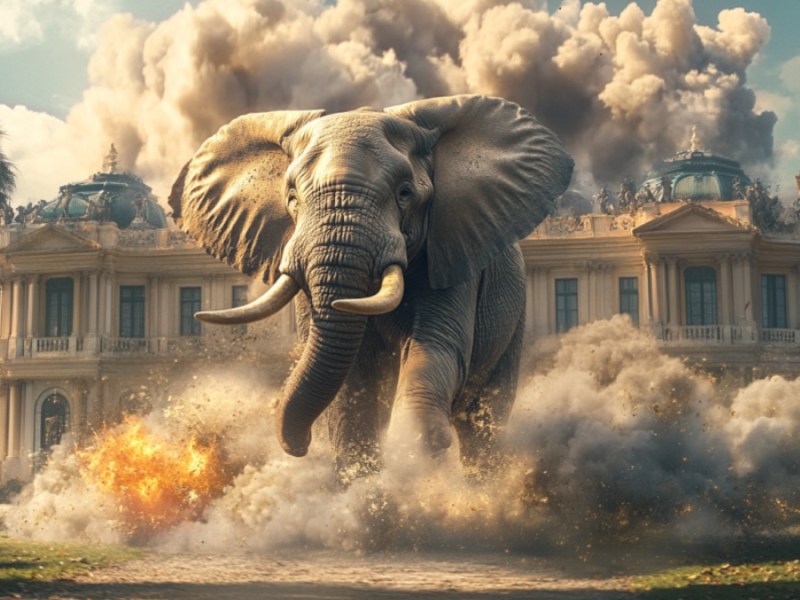 Ein wilder Elefant. (KI-generiert)