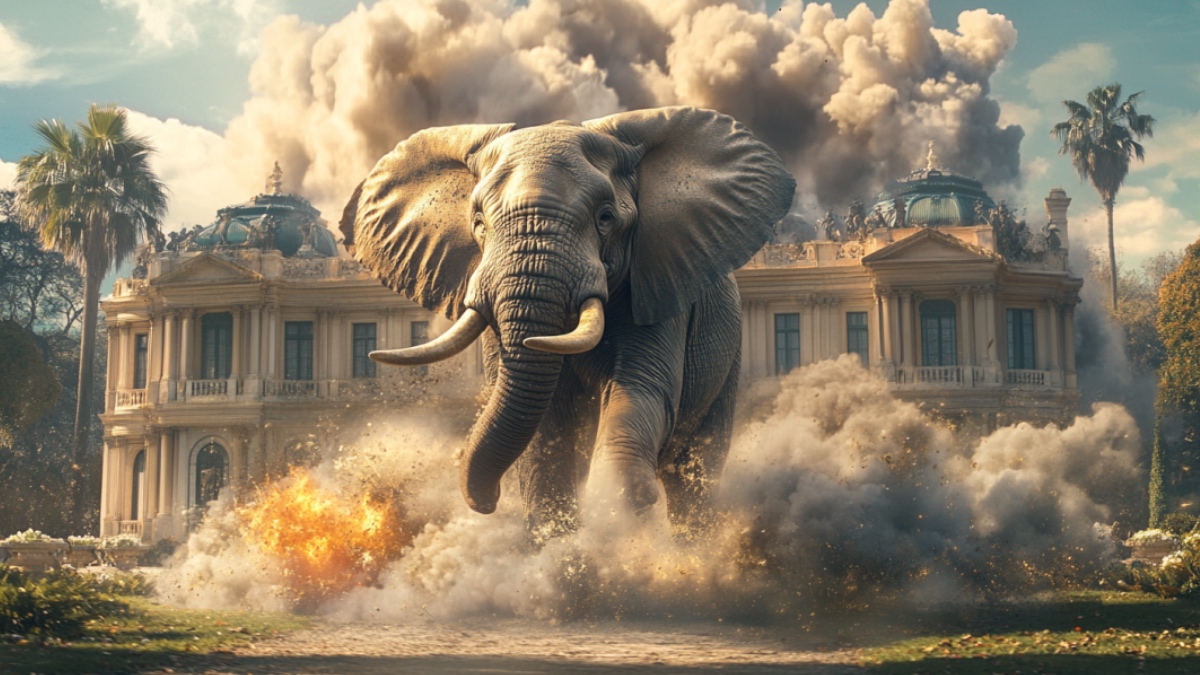Ein wilder Elefant. (KI-generiert)