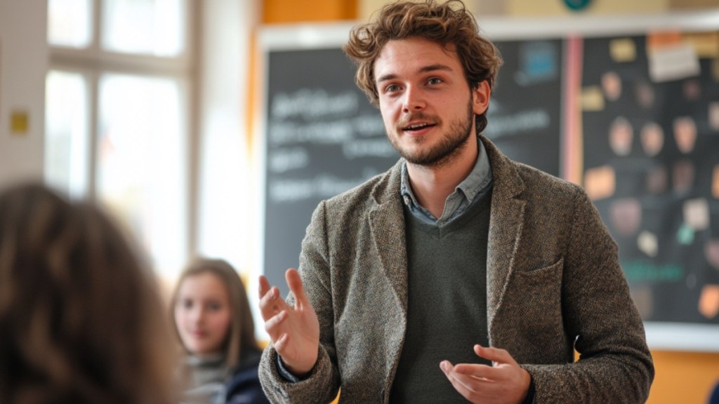 Ein Lehrer vor seiner Klasse. (KI-generiert)