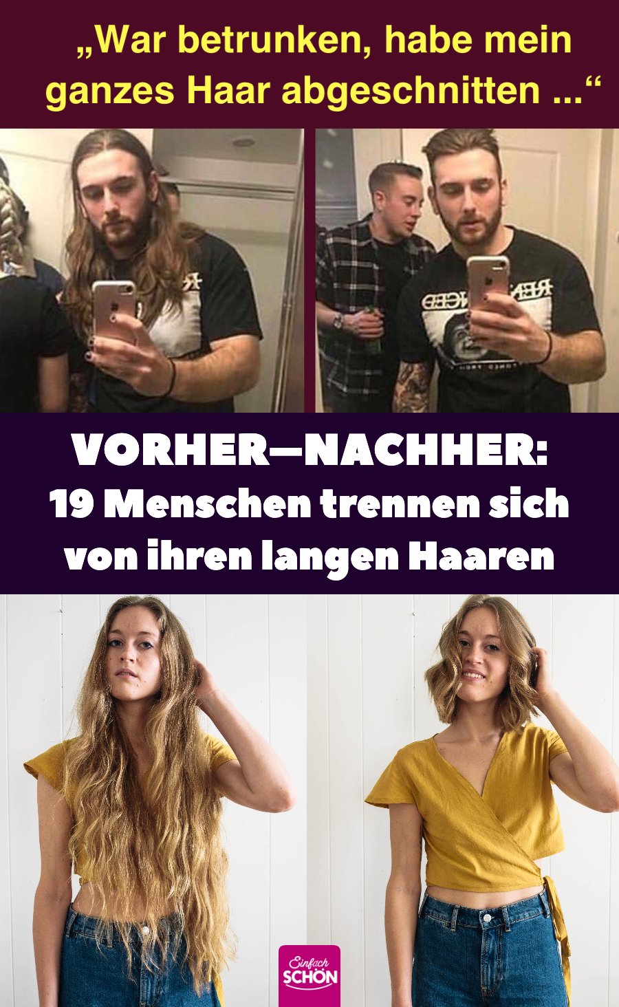 Krebs: Vorher-nachher-Bilder von Menschen, die Haare spenden