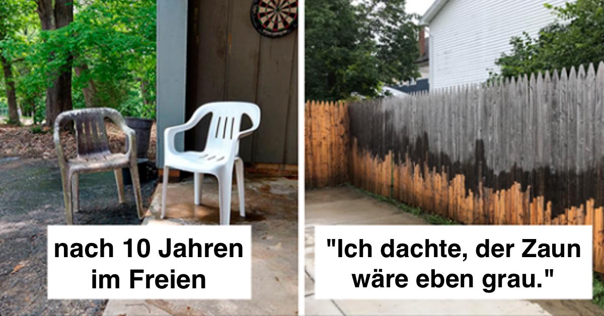 Balkonmöbel und Zaun nach Reinigung mit Hochdruckreiniger