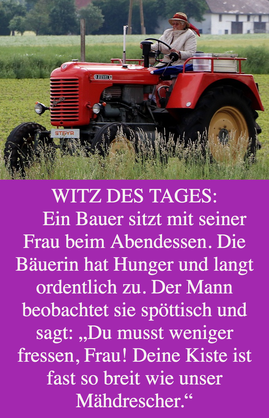 Bauern-Witze: Bauer bekommt Retourkutsche von Bäuerin