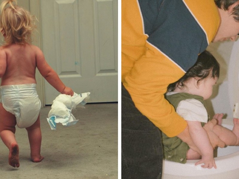 Babys, die ohne Windeln auskommen
