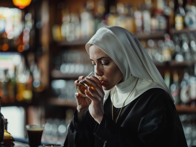 Witz des Tages: Nonne trinkt Doppelkorn