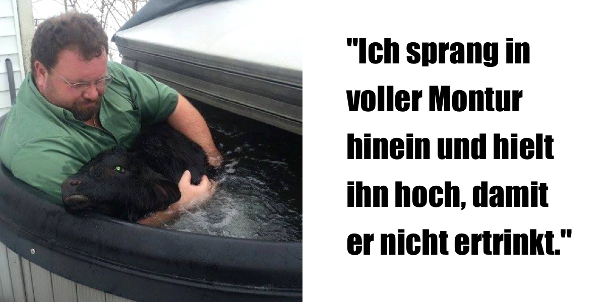 Bauer wärmt fast erfrorenes Kalb im Whirlpool auf