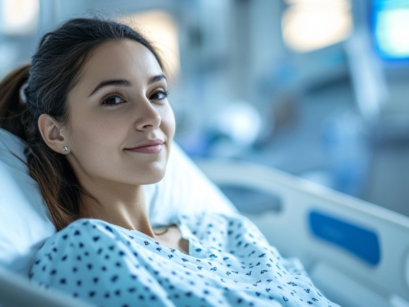 Eine Frau im Krankenhaus. (KI-generiert)
