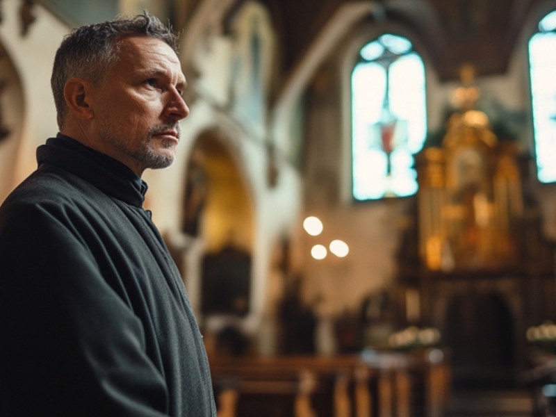 Mönch im Schweigekloster. (KI-generiert)