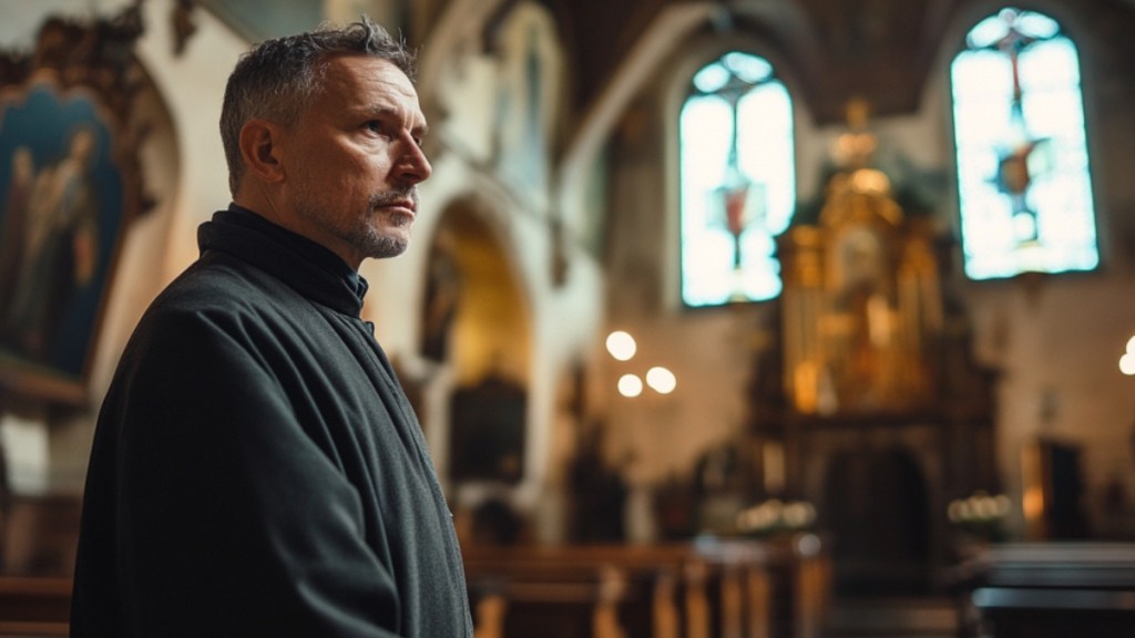 Mönch im Schweigekloster. (KI-generiert)
