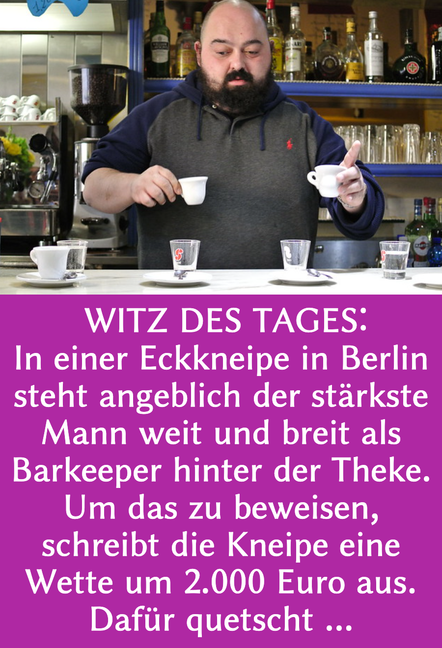 Kneipenwitz: Barkeeper verliert Wette gegen Hänfling