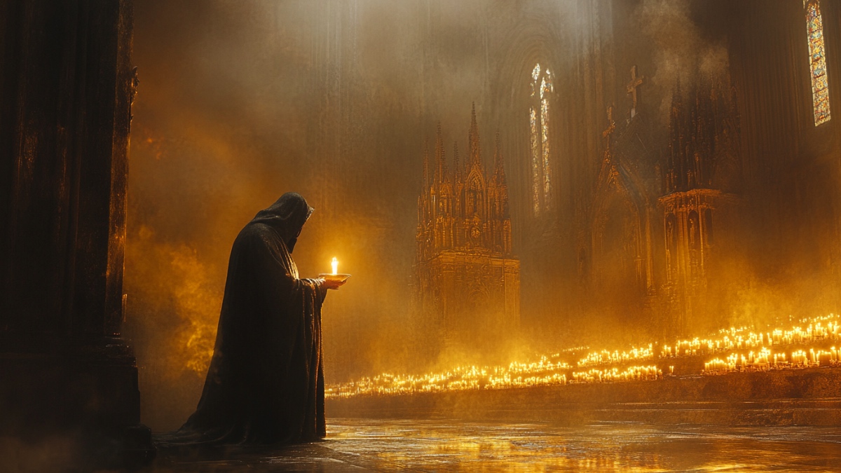 Ein Priester in einer Kirche. (KI-generiert)