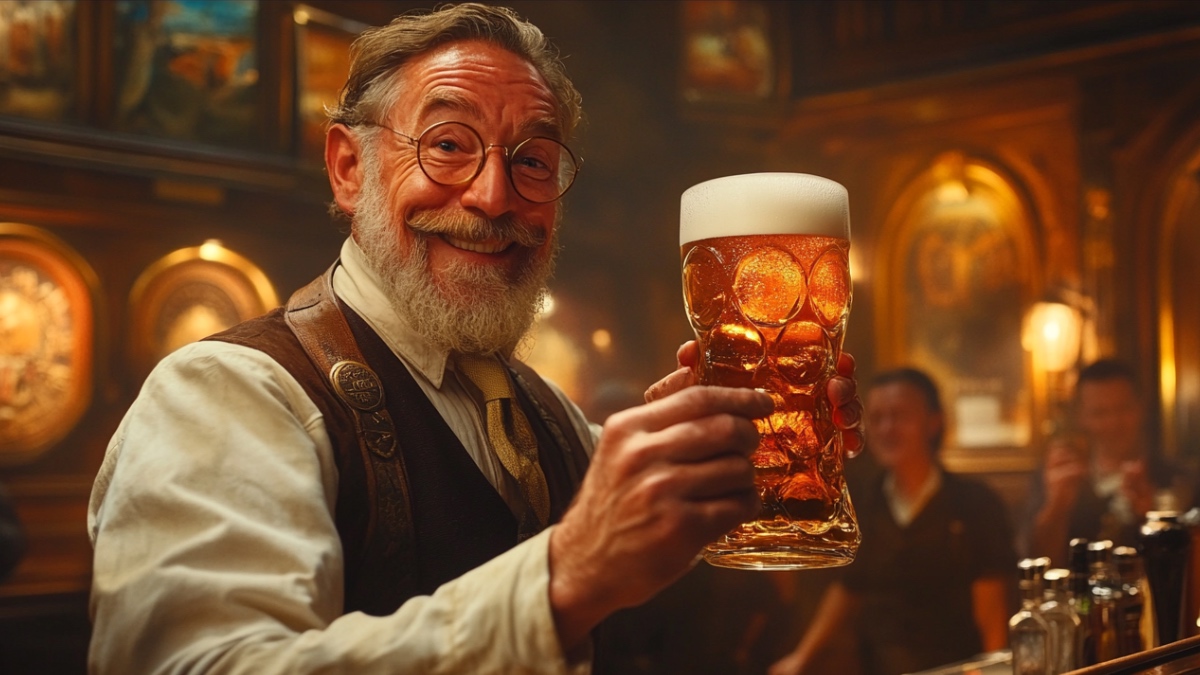 Mann in einer Bar (KI-generiert).