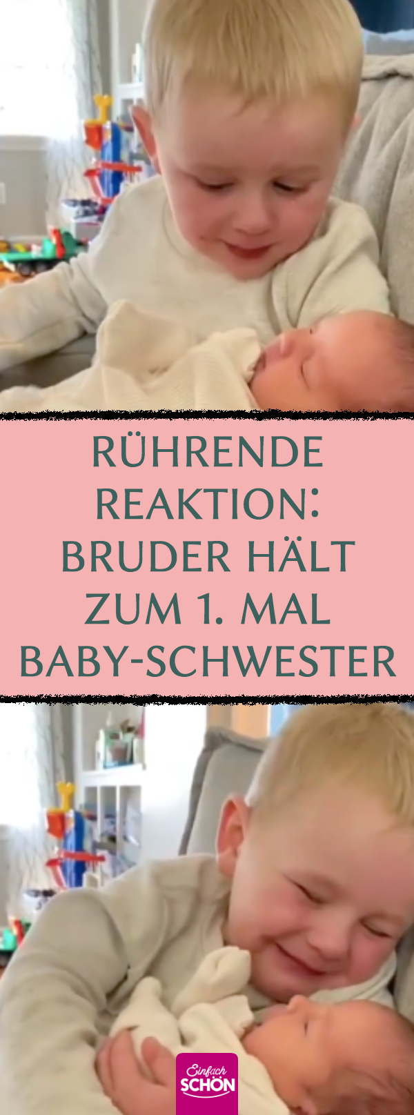 Rührende Reaktion: Bruder hält zum 1. Mal Baby-Schwester