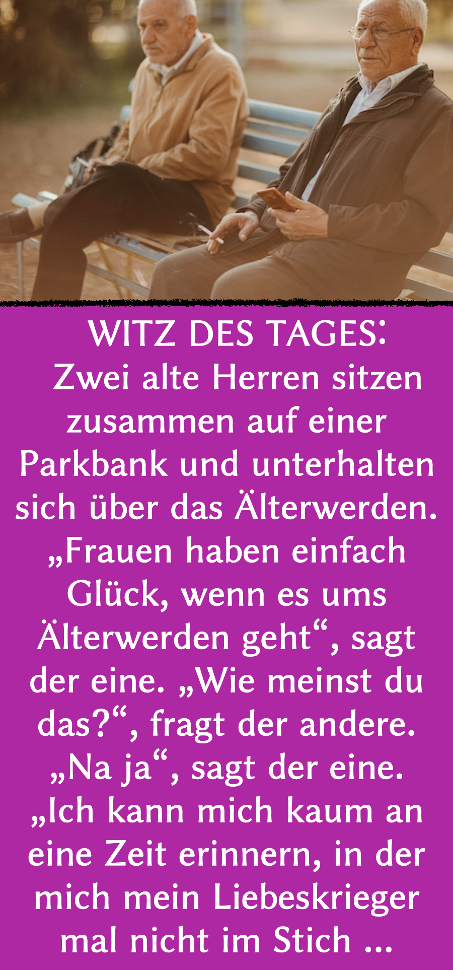 Rentner-Witz des Tages: Rentner reden übers Älterwerden