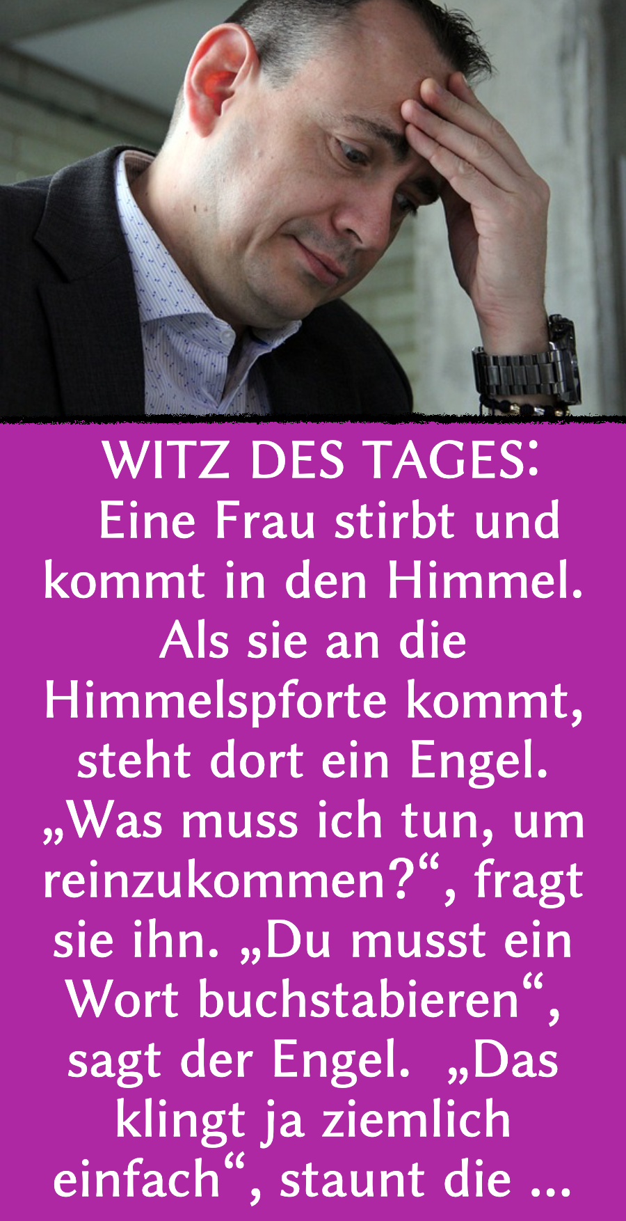 Witz des Tages: Himmlische Rache an Ehemann