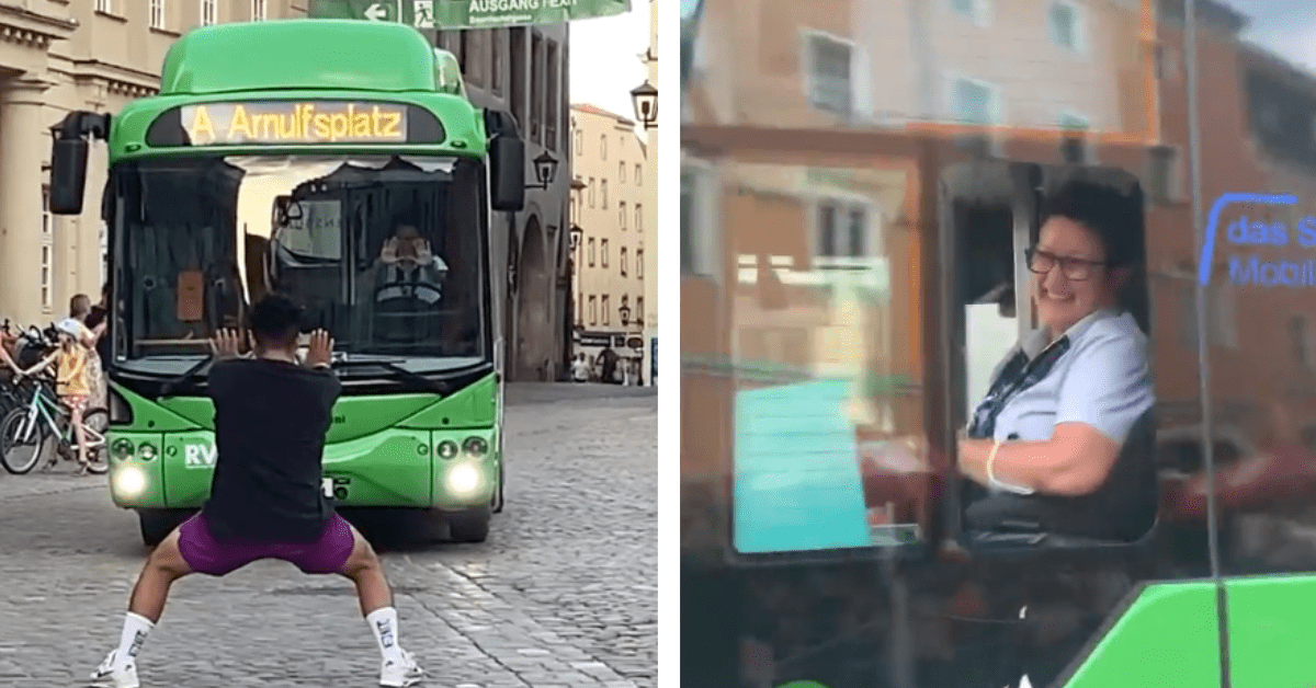 Passant und Busfahrerin liefern sich lustige Einlage in Regensburg