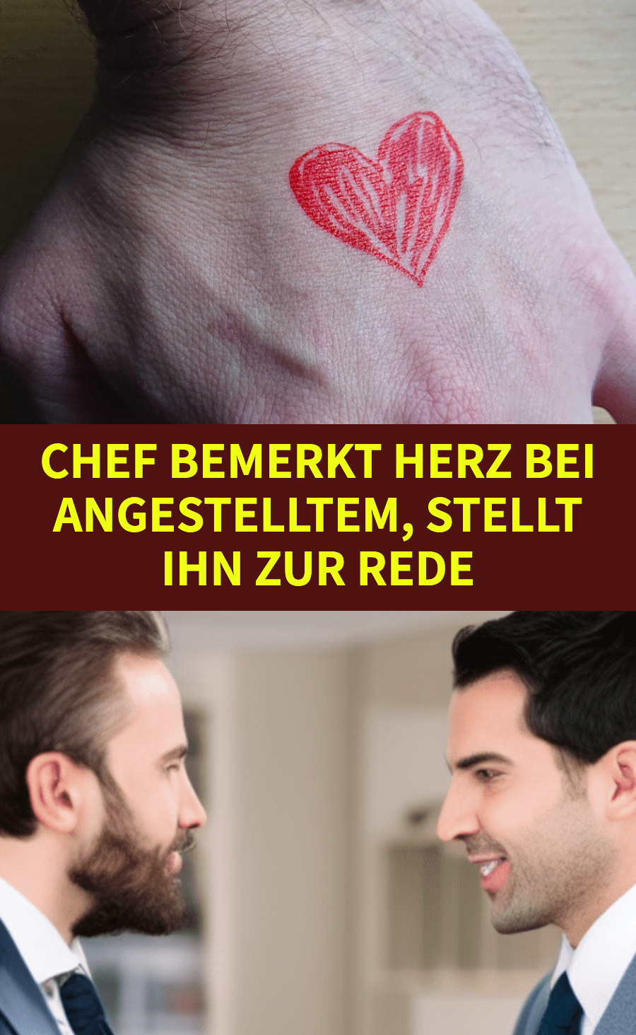 Vater hat aus rührendem Grund Herz auf der Hand