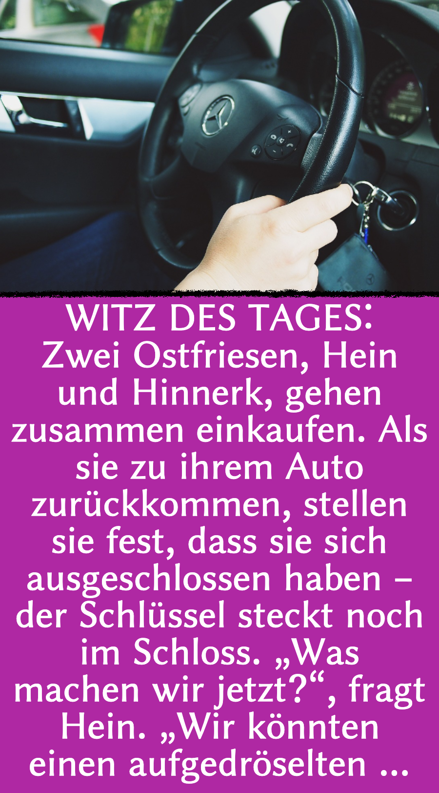 Ostfriesenwitz: Ostfriesen vergessen Schlüssel im Auto