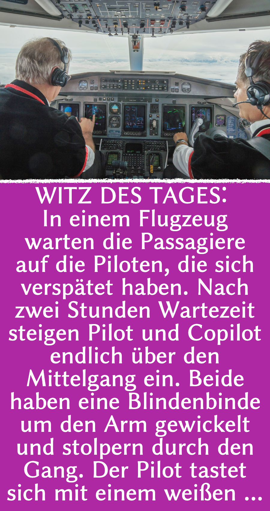 Witz des Tages: Blinde Piloten sorgen für Panik