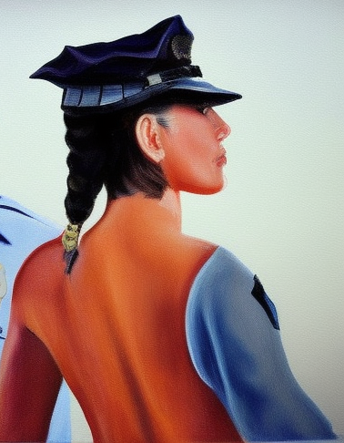 Illustration einer jungen Frau in einer sexy Polizeiuniform.