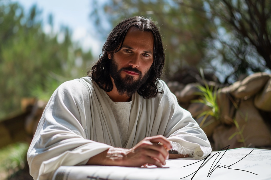 Eine Autogrammkarte von Jesus.
