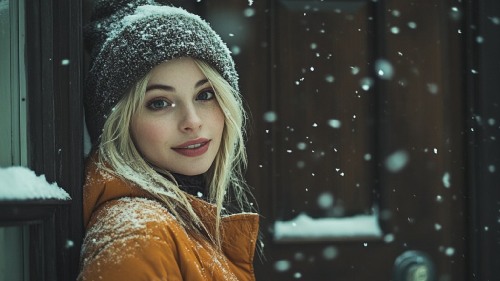Frau im Schnee. (KI-generiert)