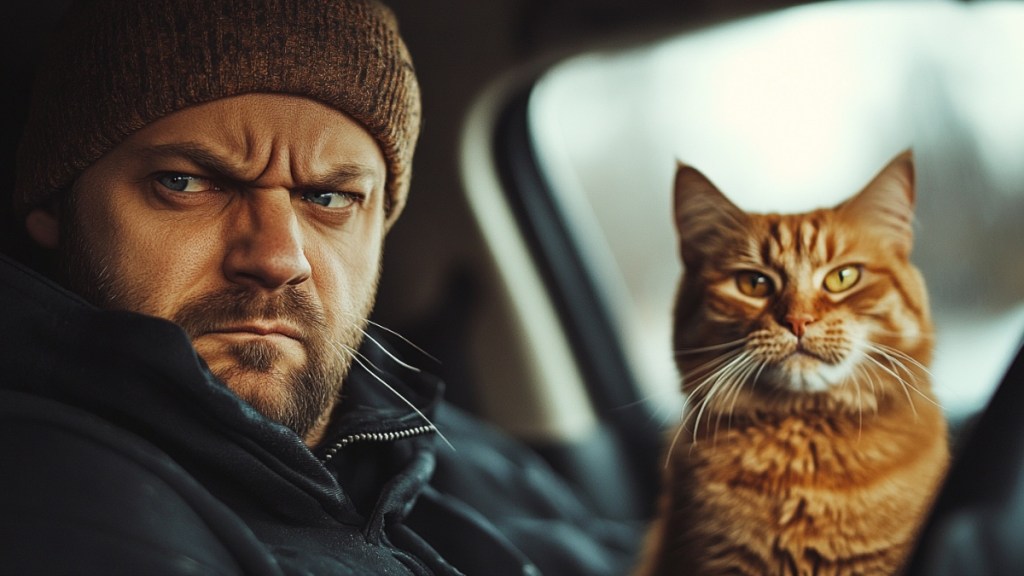 Mann und Katze. (KI-generiert)