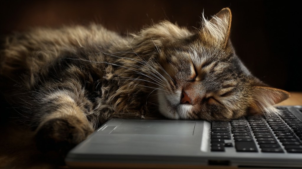 Der Kater hat den Daumen drauf